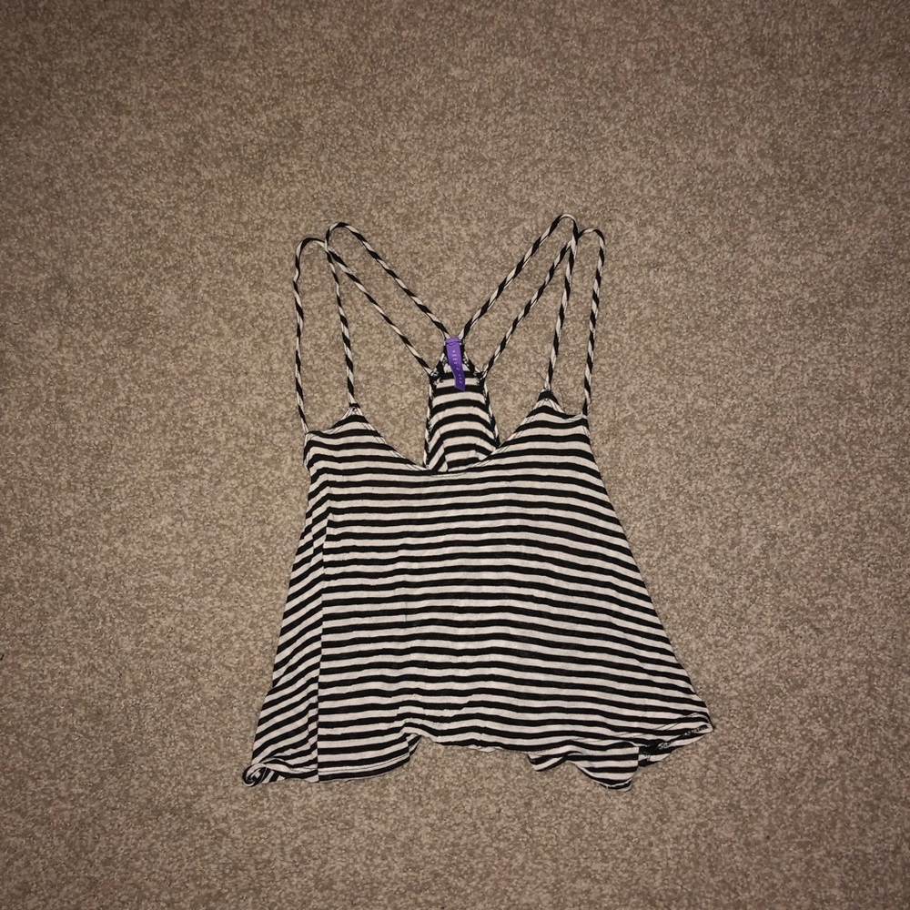 Flowy black and white stripes tank top
